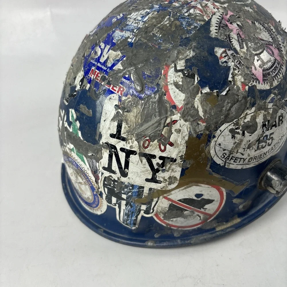 Authentic NYC Union Hard Hat | Local 28 Tin Knocker Stickers | Industrial Decor